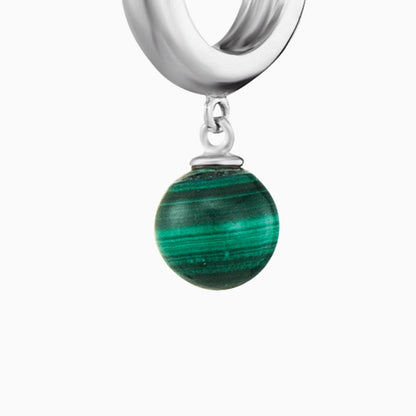 Engelsrufer women's hoop earrings silver with a malachite pearl