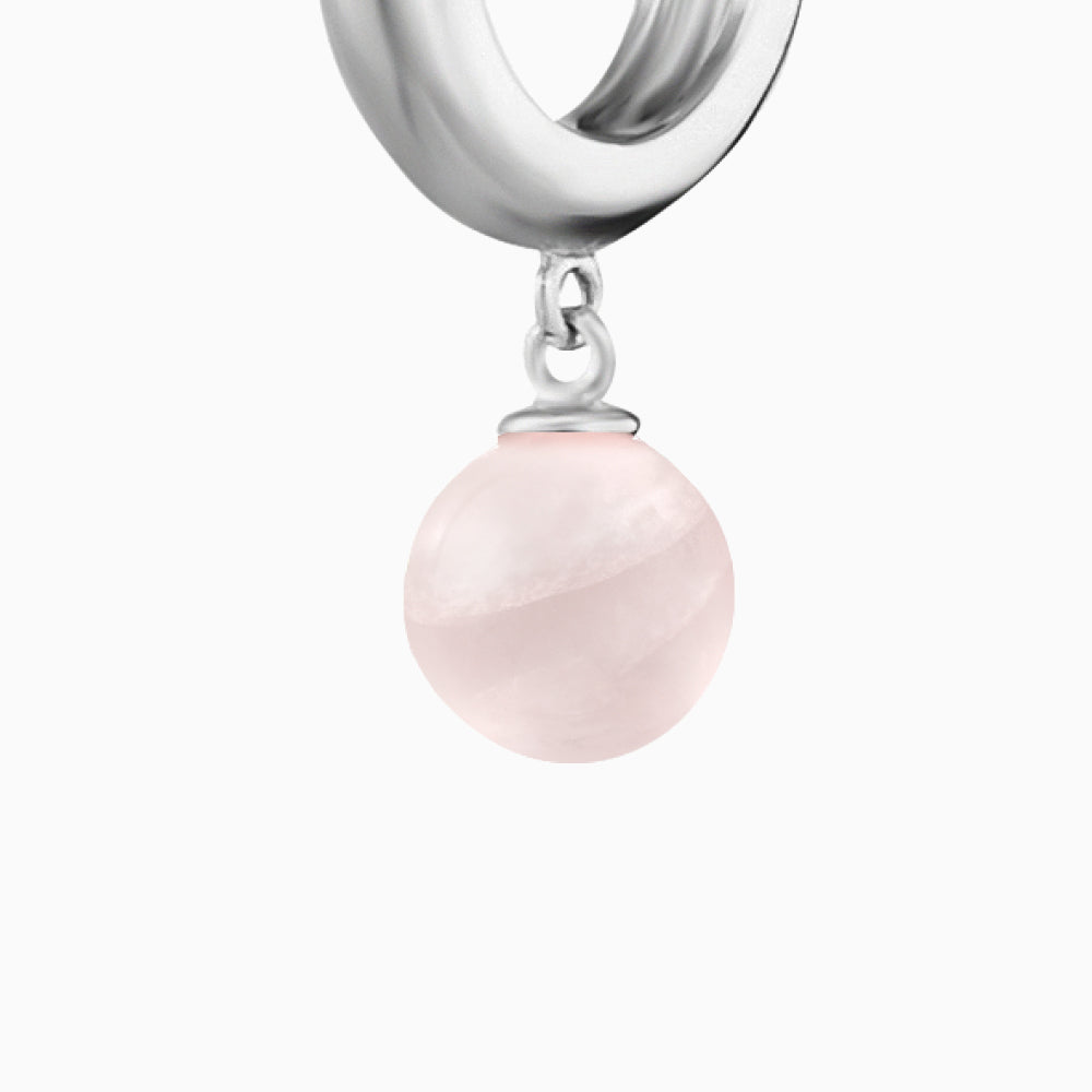 Engelsrufer women's silver hoop earrings with rose quartz pearls