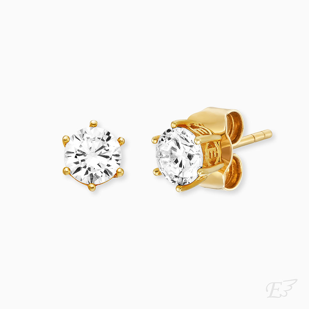 Engelsrufer zirconia stud earrings shiny real silver 18K gold-plated 5mm