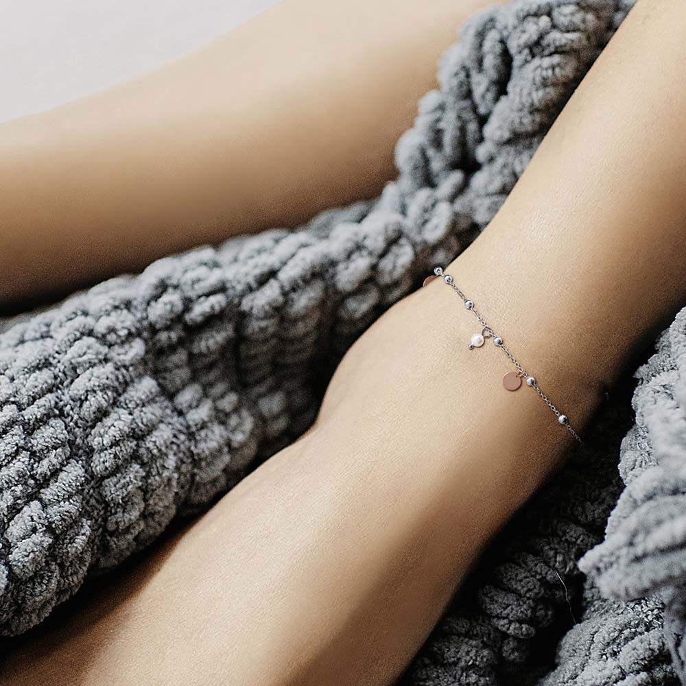 Engelsrufer anklet stainless steel with charm elements rose and pearl bicolor