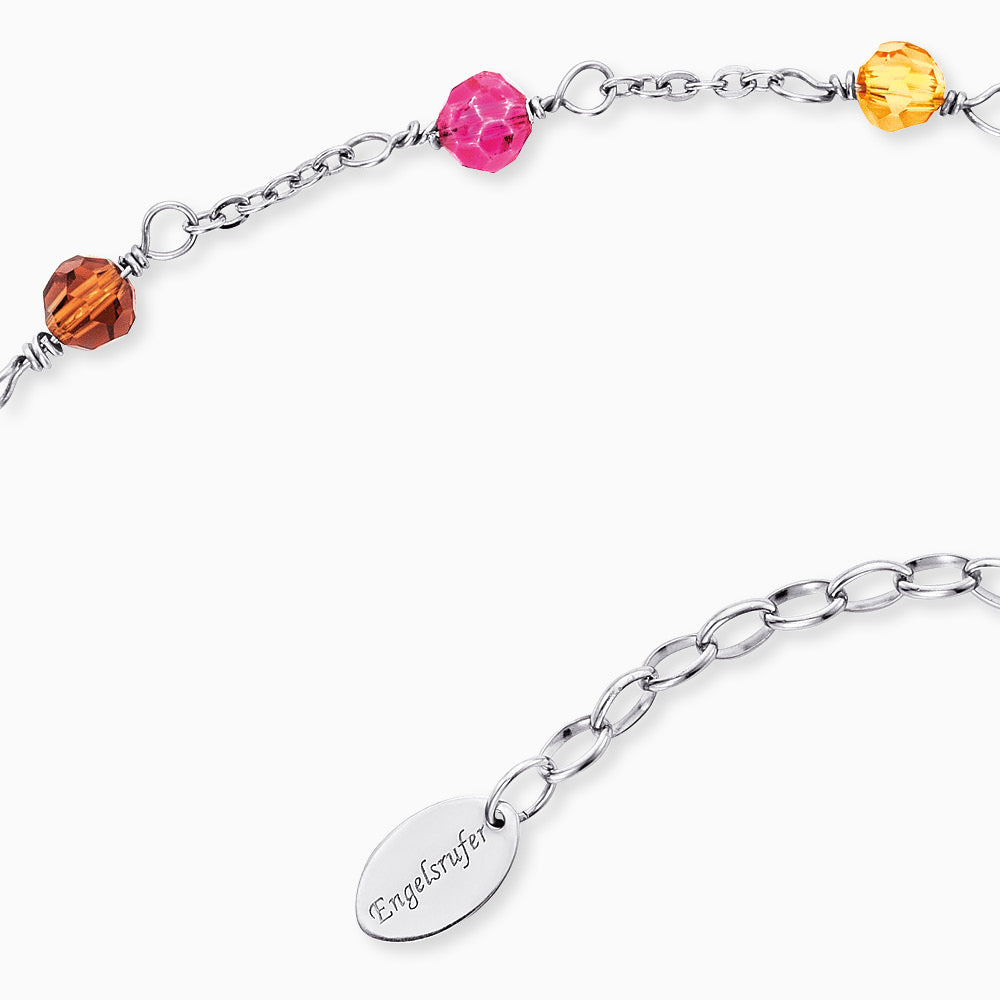 Engelsrufer women's anklet stainless steel wings with multicolored glass beads
