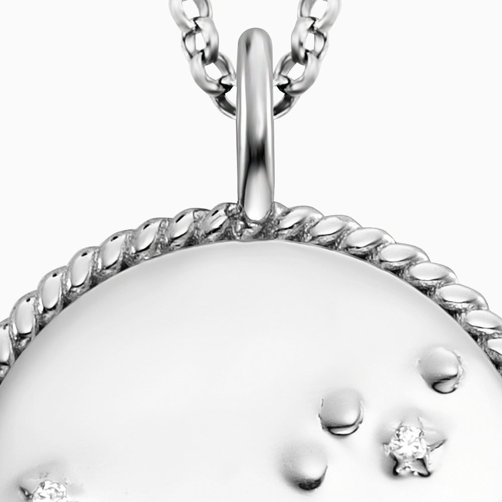 Engelsrufer Damen Kette Silber mit Zirkonia und Blauer Achat Stein für Sternzeichen Wassermann