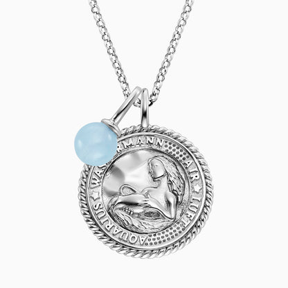 Engelsrufer Damen Kette Silber mit Zirkonia und Blauer Achat Stein für Sternzeichen Wassermann