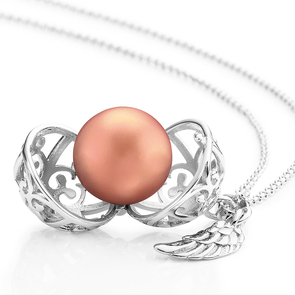 Engelsrufer women's necklace silver with wing pendant and Chime rosé in 45 + 5 cm