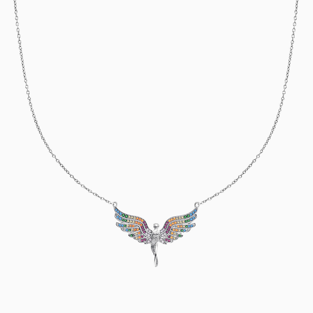 Engelsrufer silver women's necklace angel with zirconia multicolor