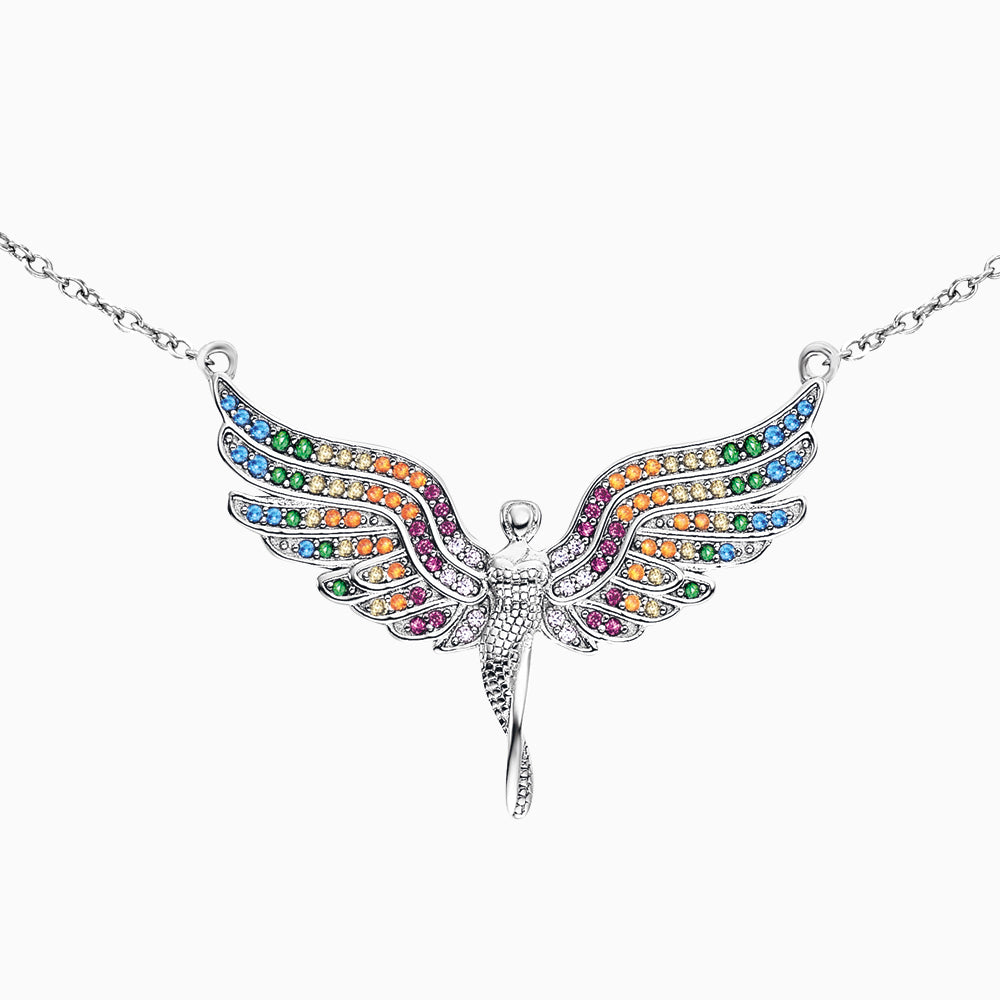 Engelsrufer silver women's necklace angel with zirconia multicolor