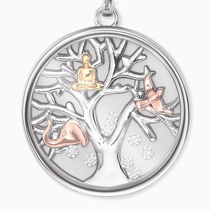 Engelsrufer women's silver necklace tree of life tricolor with zirconia