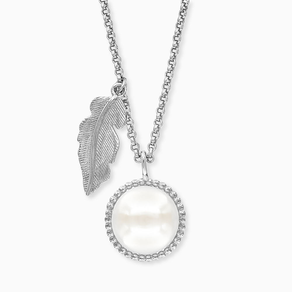 Engelsrufer women's necklace shell pearls with feather symbol