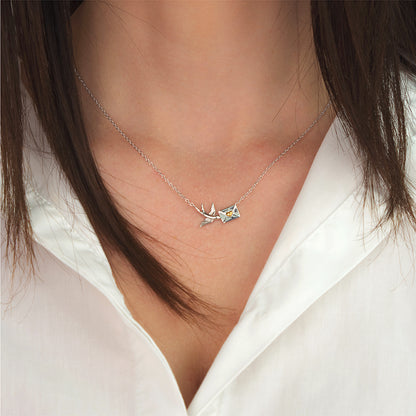 Engelsrufer women's silver necklace with swallow and love post in bicolor