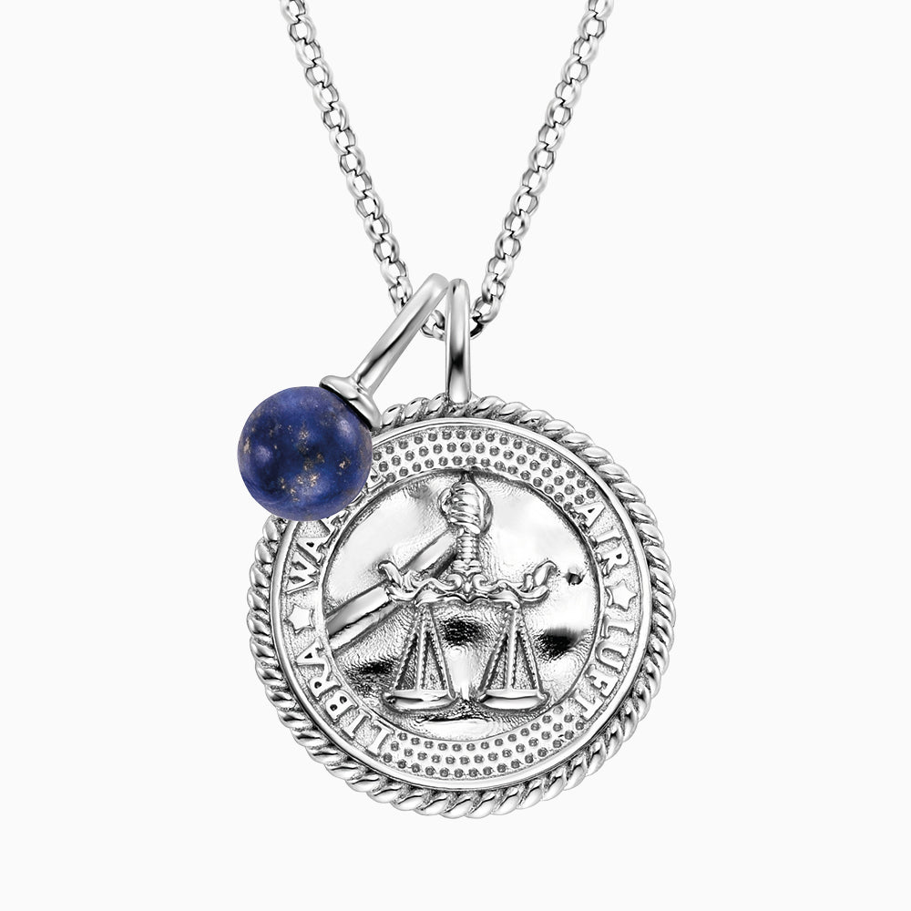 Engelsrufer women's silver necklace with zirconia and lapis lazuli stone for the zodiac sign Libra