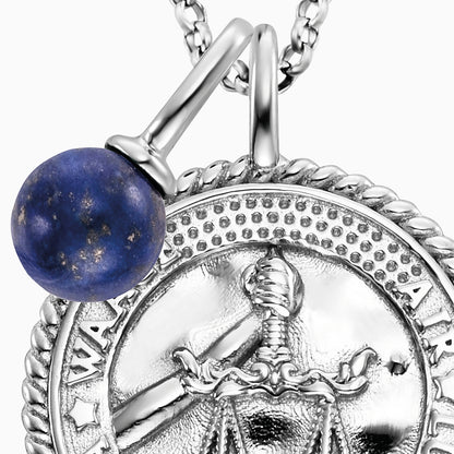 Engelsrufer women's silver necklace with zirconia and lapis lazuli stone for the zodiac sign Libra