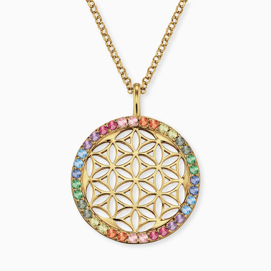 Halskette 925er Silber Lebensblume mit Zirkonia gold · multicolor