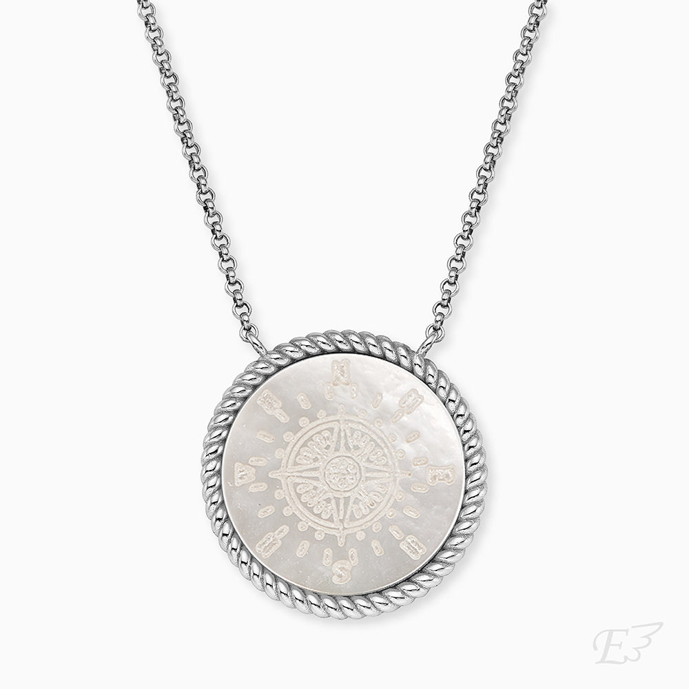 Engelsrufer real silver women's necklace with compass made of mother-of-pearl