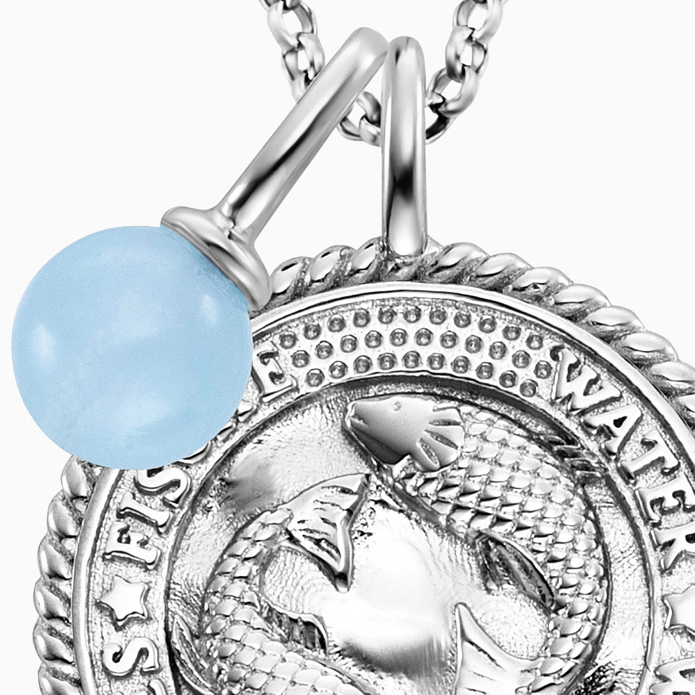 Engelsrufer women's necklace silver with zirconia and blue agate stone for the zodiac sign Pisces