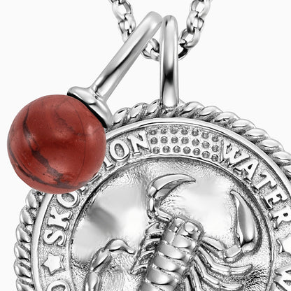 Engelsrufer women's necklace silver with zirconia and red jasper stone for the zodiac sign Scorpio
