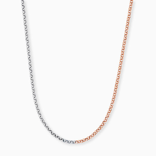 Pea chain bicolor silver / rose gold 60cm