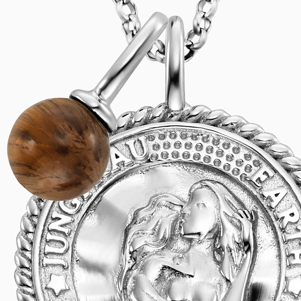 Engelsrufer women's necklace silver with zirconia and tiger eye for the zodiac sign Virgo