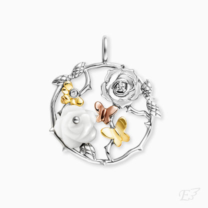 Engelsrufer women's necklace pendant Rose Garden in mother-of-pearl with zirconia
