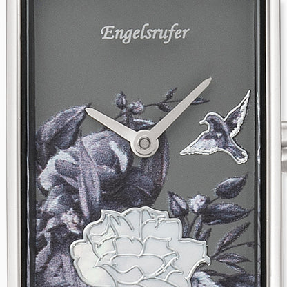 Engelsrufer Uhr Blume mit Nubuk Lederband grau (wechselbar)