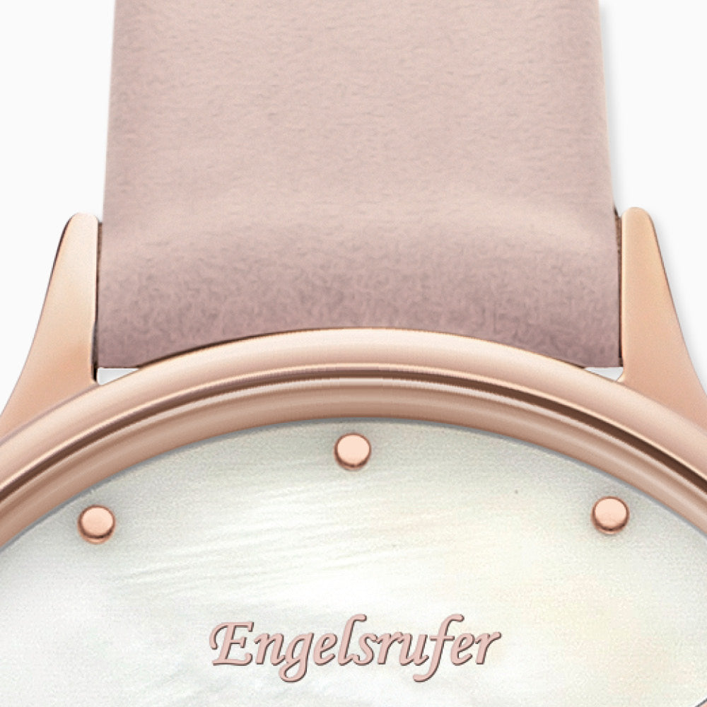 Engelsrufer watch heart rose with nubuck leather pink Happy Hearts motif