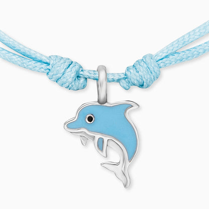 Engelsrufer girls children's bracelet light blue nylon with dolphin pendant