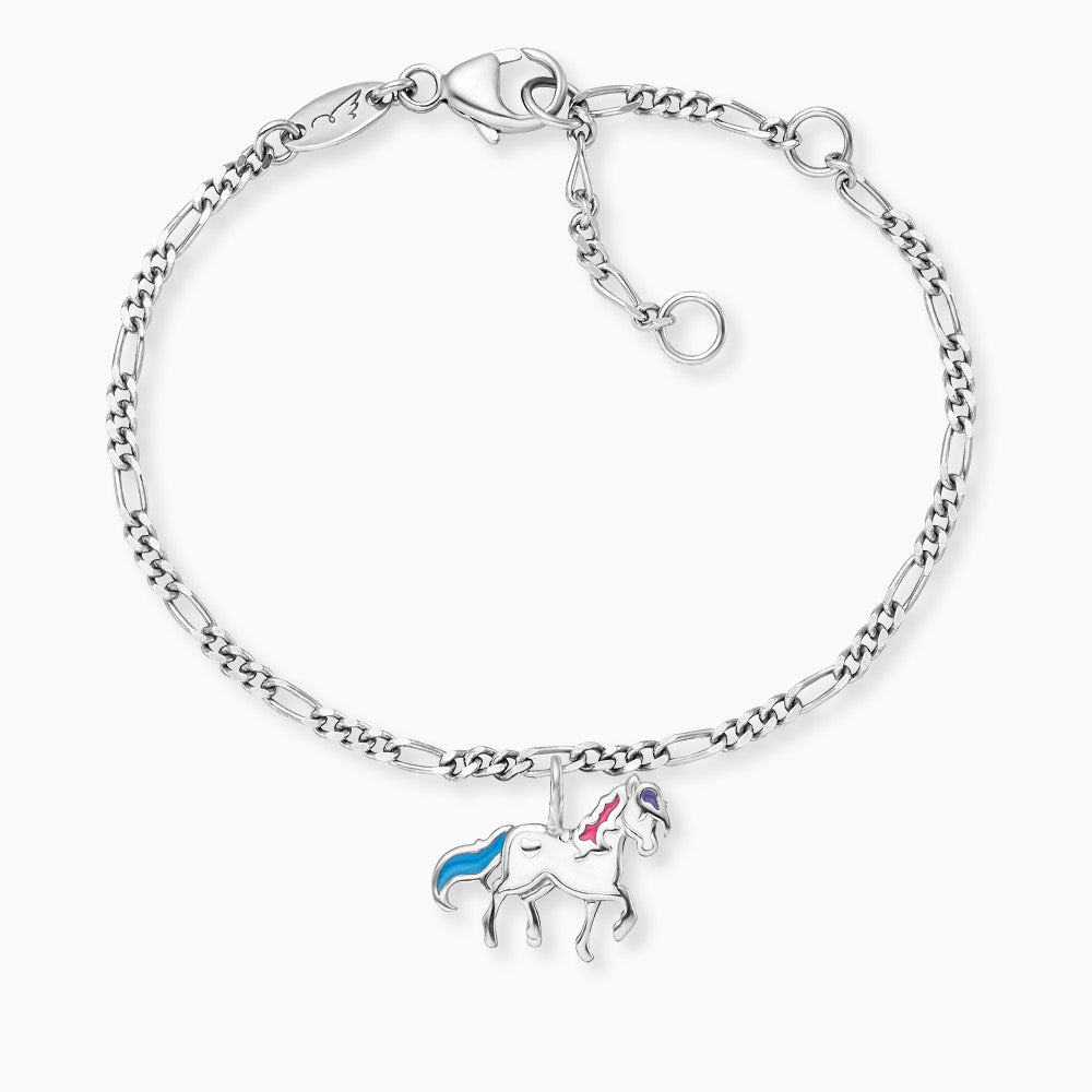 Engelsrufer girls children's bracelet silver with white horse pendant