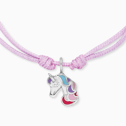 Engelsrufer girls children's bracelet pink nylon with colored unicorn pendant