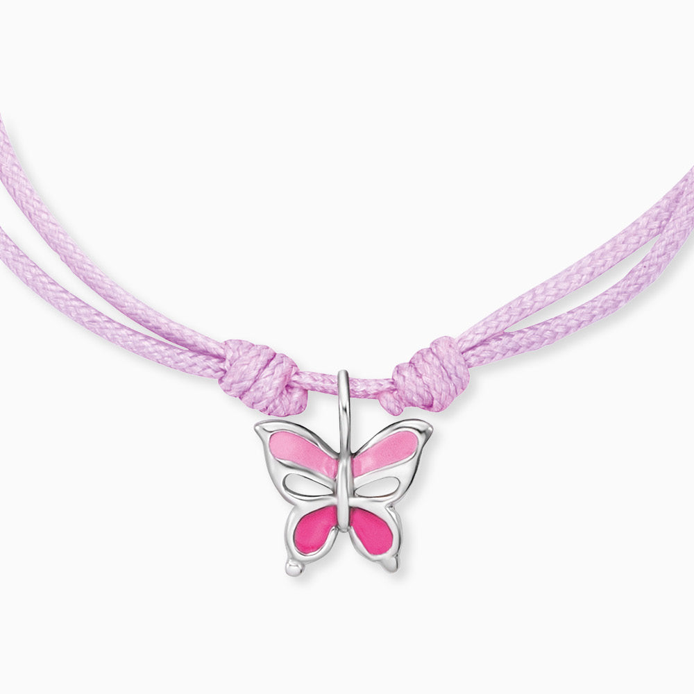 Engelsrufer girls children's bracelet pink nylon with pink butterfly