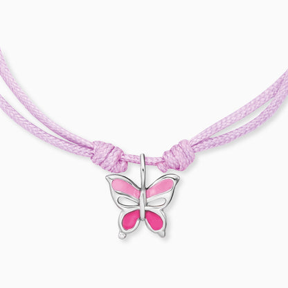 Engelsrufer girls children's bracelet pink nylon with pink butterfly