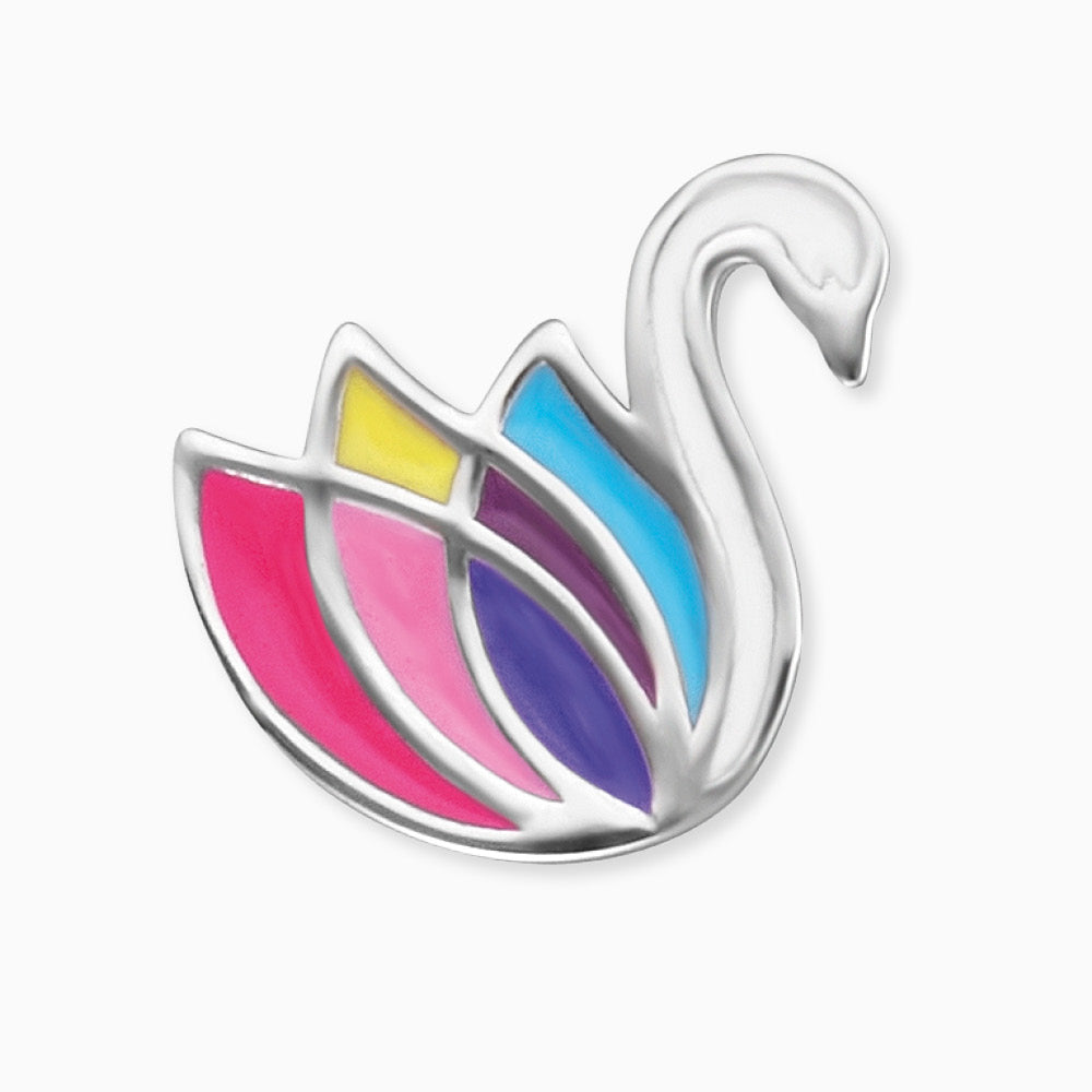 Engelsrufer children's earrings silver with colored swan