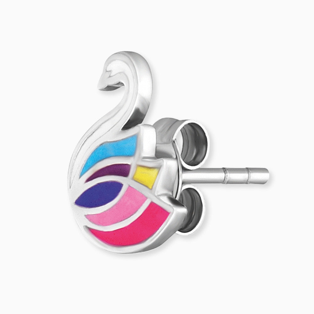 Engelsrufer children's earrings silver with colored swan