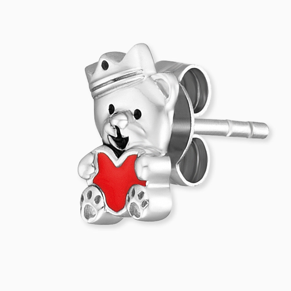 Engelsrufer children's earrings silver bear with red heart