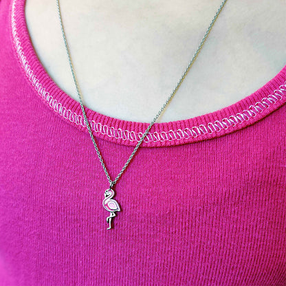 Engelsrufer girls' children's necklace silver with pink flamingo pendant