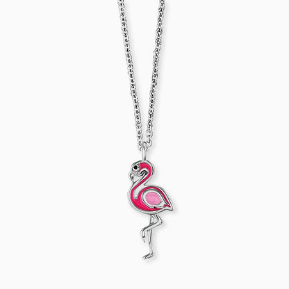 Engelsrufer Mädchen-Kinderkette Silber mit rosa Flamingo Anhänger