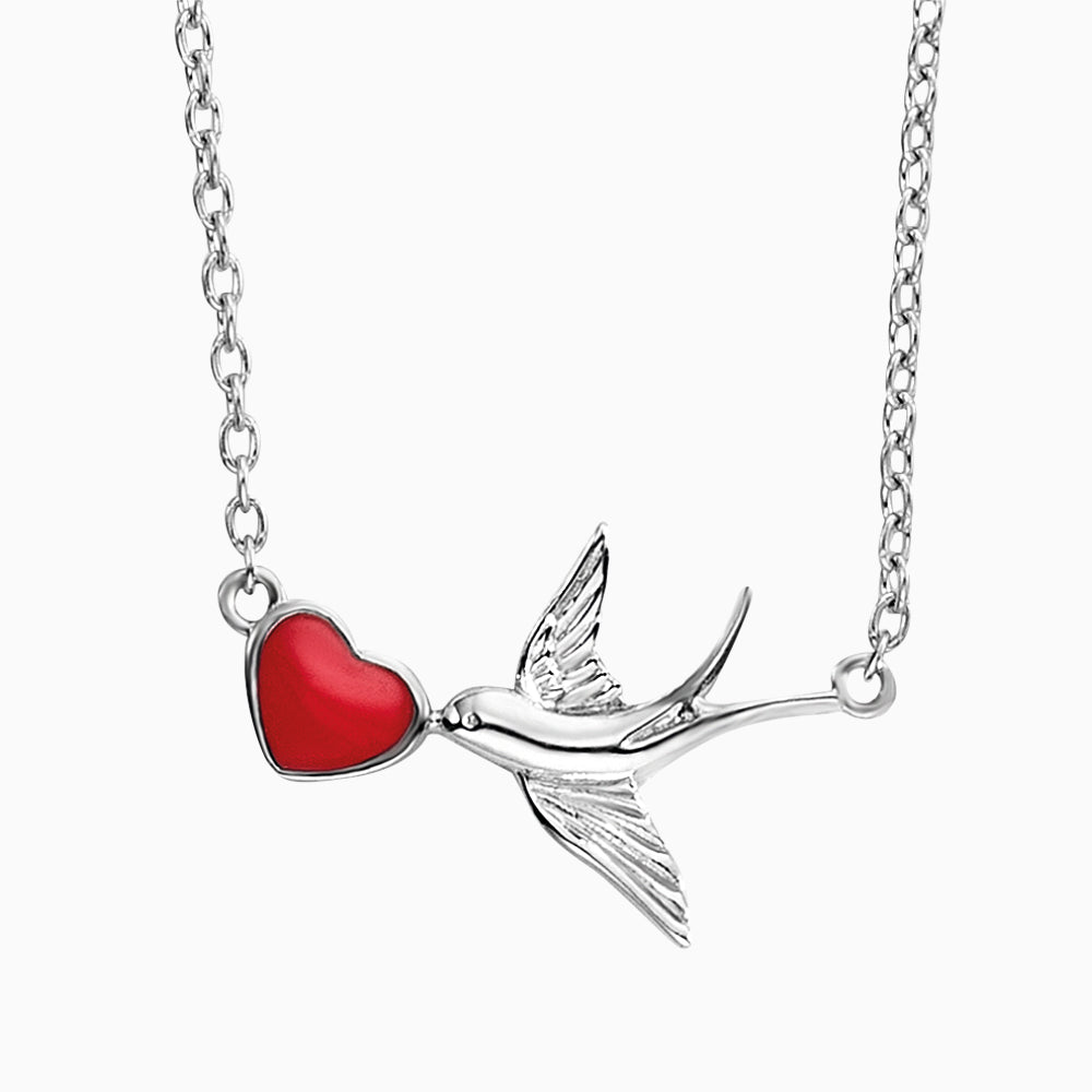 Engelsrufer children's necklace with pendant heart and swallow silver with enamel