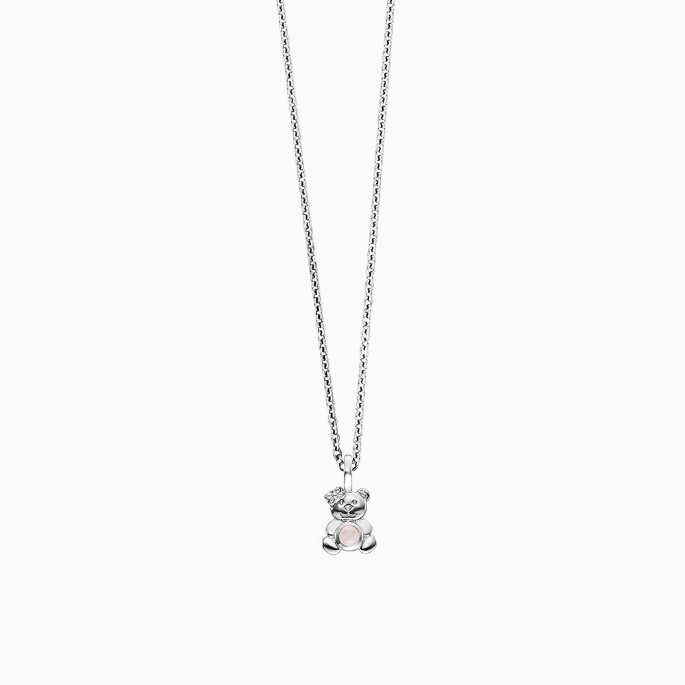 Engelsrufer children's necklace Teddy silver with rose quartz